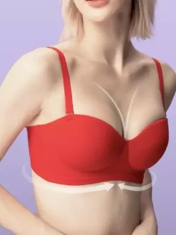 Full-Coverage Minimizer Bra Invisible Strapless Halter Neck Bra Bustiers Black Polyester Lingerie
