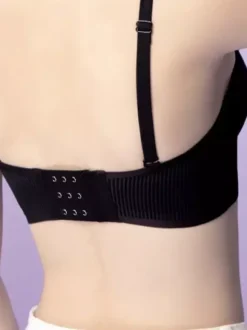 Full-Coverage Minimizer Bra Invisible Strapless Halter Neck Bra Bustiers Black Polyester Lingerie