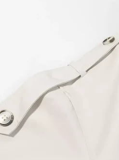 Funnel Neck Trench Coat For Women - Cream Double Breasted Drop Shoulder Belted Overcoat - Spring Office-to-dinner Outerwear 2026