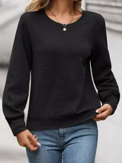 Geometric Textured Top With Puff Sleeves For Women 2026