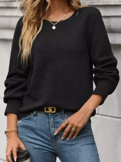 Geometric Textured Top With Puff Sleeves For Women 2026