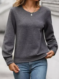 Geometric Textured Top With Puff Sleeves For Women 2026