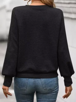 Geometric Textured Top With Puff Sleeves For Women 2026