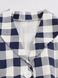 Gingham Vintage Dress Short Sleeve Hepburn Style A-line Midi Dress For Women 2026
