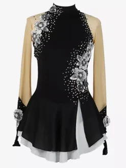 Girls Applique Ice Skating Dance Costumes Simple Generous Women's Figure Skating Competition Dress Gymnastics Leotards