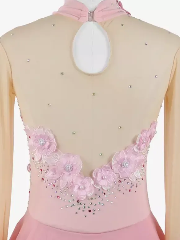 Girls Applique Ice Skating Dance Costumes Simple Generous Women's Figure Skating Competition Dress Gymnastics Leotards