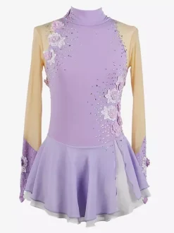 Girls Applique Ice Skating Dance Costumes Simple Generous Women's Figure Skating Competition Dress Gymnastics Leotards