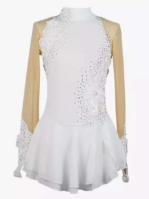 Girls Applique Ice Skating Dance Costumes Simple Generous Women's Figure Skating Competition Dress Gymnastics Leotards