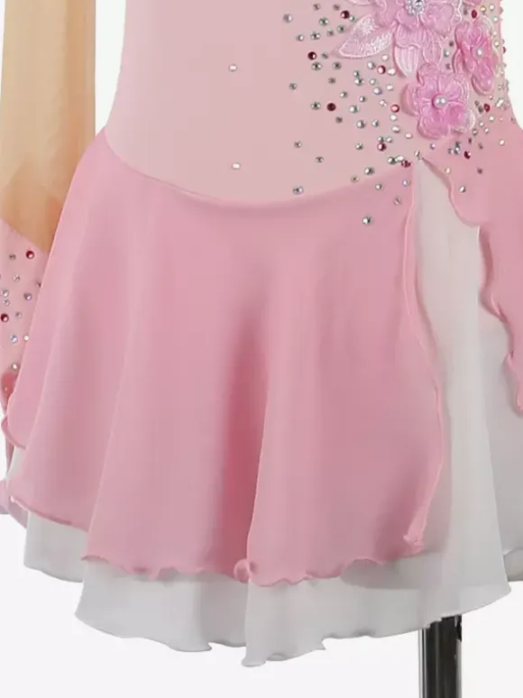 Girls Applique Ice Skating Dance Costumes Simple Generous Women's Figure Skating Competition Dress Gymnastics Leotards