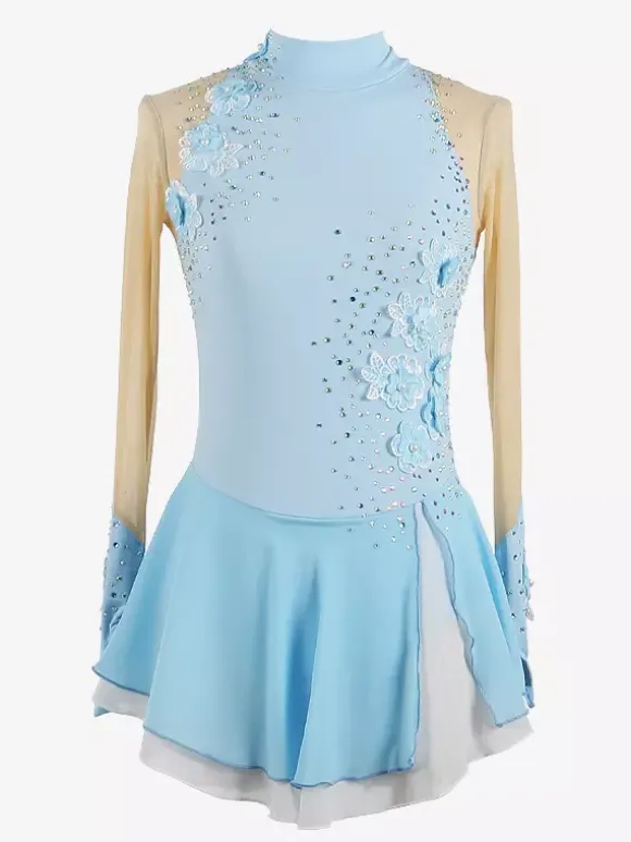 Girls Applique Ice Skating Dance Costumes Simple Generous Women's Figure Skating Competition Dress Gymnastics Leotards