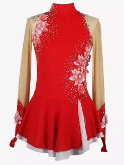 Girls Applique Ice Skating Dance Costumes Simple Generous Women's Figure Skating Competition Dress Gymnastics Leotards