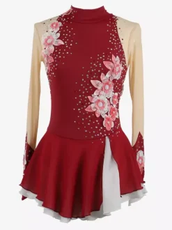Girls Applique Ice Skating Dance Costumes Simple Generous Women's Figure Skating Competition Dress Gymnastics Leotards