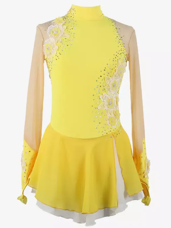Girls Applique Ice Skating Dance Costumes Simple Generous Women's Figure Skating Competition Dress Gymnastics Leotards