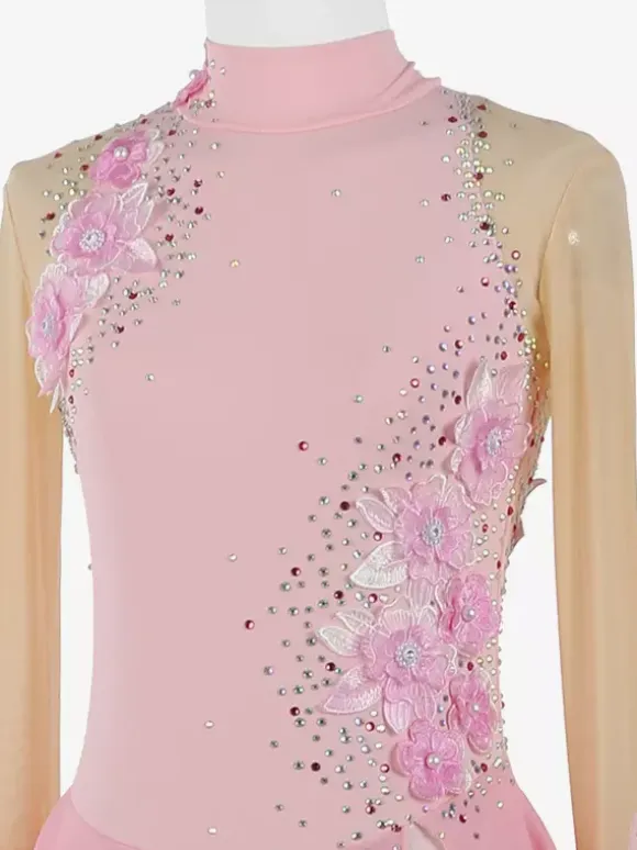 Girls Applique Ice Skating Dance Costumes Simple Generous Women's Figure Skating Competition Dress Gymnastics Leotards
