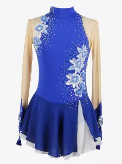 Girls Applique Ice Skating Dance Costumes Simple Generous Women's Figure Skating Competition Dress Gymnastics Leotards