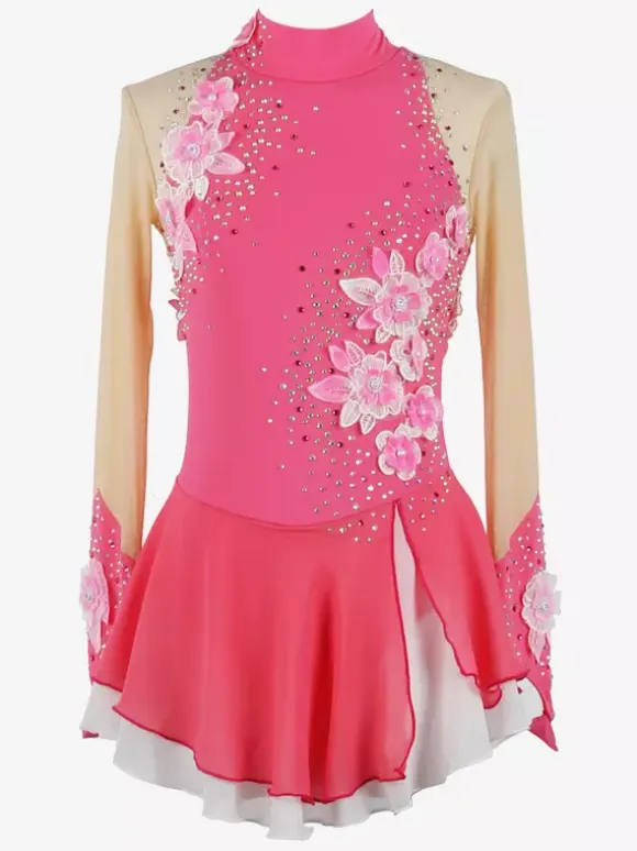 Girls Applique Ice Skating Dance Costumes Simple Generous Women's Figure Skating Competition Dress Gymnastics Leotards