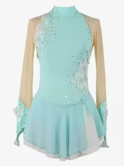 Girls Applique Ice Skating Dance Costumes Simple Generous Women's Figure Skating Competition Dress Gymnastics Leotards