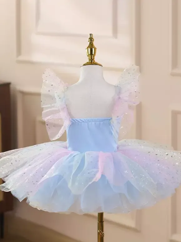 Girls Ballet Tutu Dress Sparkly Swan Princess Tulle Skirt Soft Fluffy Dance Costume For Stage Performance
