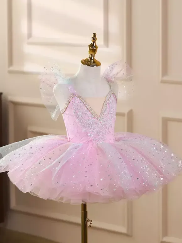 Girls Ballet Tutu Dress Sparkly Swan Princess Tulle Skirt Soft Fluffy Dance Costume For Stage Performance