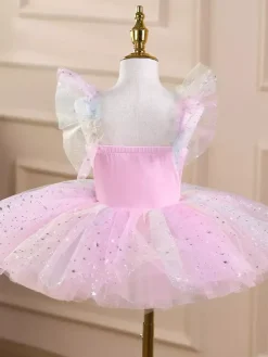 Girls Ballet Tutu Dress Sparkly Swan Princess Tulle Skirt Soft Fluffy Dance Costume For Stage Performance