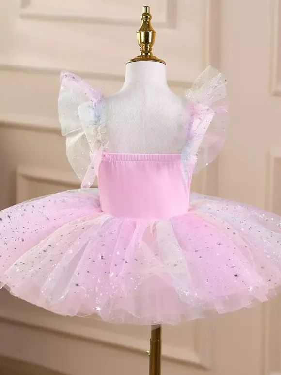 Girls Ballet Tutu Dress Sparkly Swan Princess Tulle Skirt Soft Fluffy Dance Costume For Stage Performance