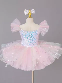 Girls Ballerina Princess Party Costume Kids Sequin Flower Dress