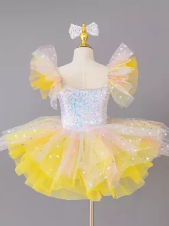 Girls Ballerina Princess Party Costume Kids Sequin Flower Dress