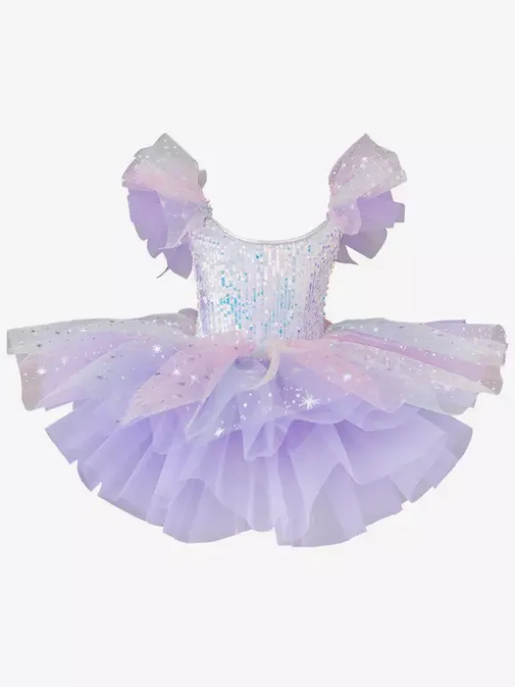 Girls Ballerina Princess Party Costume Kids Sequin Flower Dress