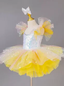 Girls Ballerina Princess Party Costume Kids Sequin Flower Dress