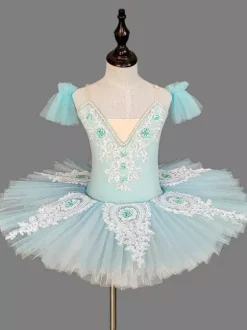 Girls Ballet Dress Lavender Layered Tulle Embroideried Polyester Dancing Wear