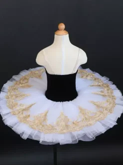 Girls Ballet Leotard Dance Tutu Dress Swan Lake Dance Camisole Costumes Competition Rhinestones Applique Lace Polyester Performance Costume