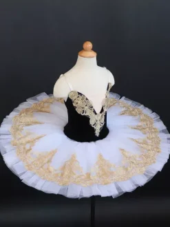 Girls Ballet Leotard Dance Tutu Dress Swan Lake Dance Camisole Costumes Competition Rhinestones Applique Lace Polyester Performance Costume