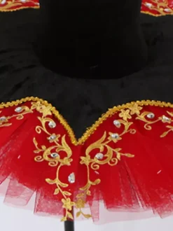 Girls Ballet Leotard Dance Tutu Dress Swan Lake Dance Camisole Costumes Competition Rhinestones Applique Lace Polyester Performance Costume