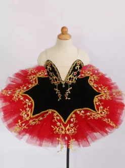 Girls Ballet Leotard Dance Tutu Dress Swan Lake Dance Camisole Costumes Competition Rhinestones Applique Lace Polyester Performance Costume