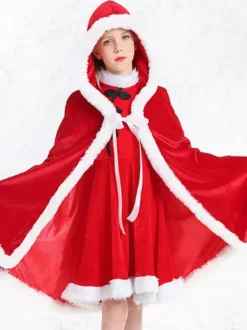Girl's Christmas Yellow Cloak Polyester Christmas Holidays Costumes