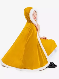 Girl's Christmas Yellow Cloak Polyester Christmas Holidays Costumes