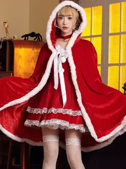 Girl's Christmas Yellow Cloak Polyester Christmas Holidays Costumes