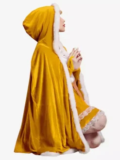 Girl's Christmas Yellow Cloak Polyester Christmas Holidays Costumes