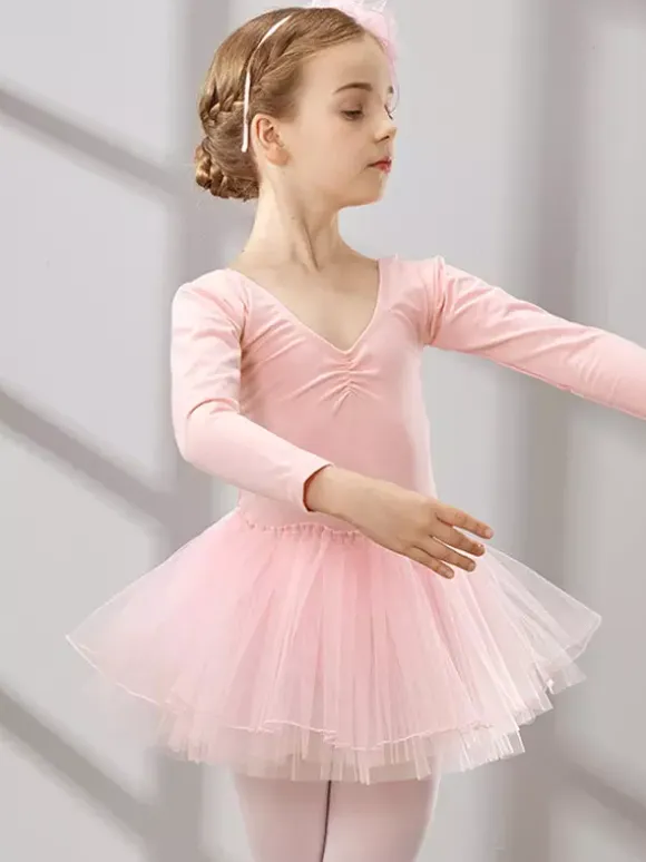 Girls Dance Clothes Long Sleeve Tutu Training Clothing Dance Performance Clothing