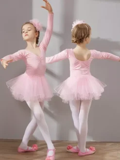 Girls Dance Clothes Long Sleeve Tutu Training Clothing Dance Performance Clothing