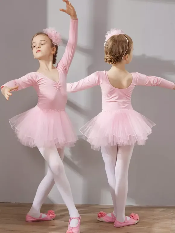 Girls Dance Clothes Long Sleeve Tutu Training Clothing Dance Performance Clothing