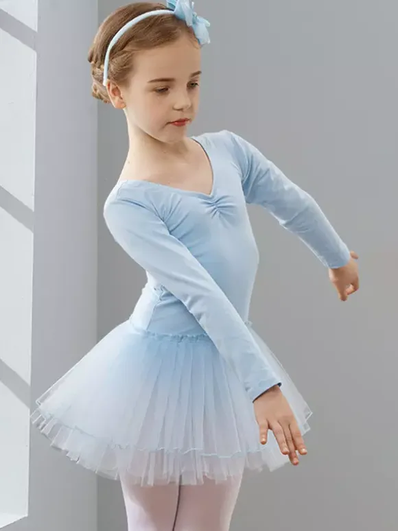 Girls Dance Clothes Long Sleeve Tutu Training Clothing Dance Performance Clothing
