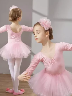 Girls Dance Clothes Long Sleeve Tutu Training Clothing Dance Performance Clothing