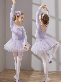 Girls Dance Clothes Long Sleeve Tutu Training Clothing Dance Performance Clothing