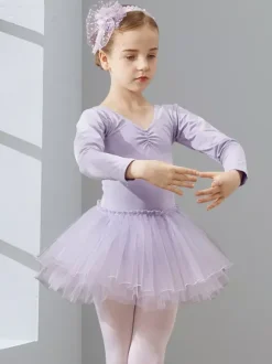 Girls Dance Clothes Long Sleeve Tutu Training Clothing Dance Performance Clothing