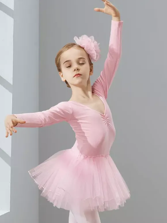 Girls Dance Clothes Long Sleeve Tutu Training Clothing Dance Performance Clothing