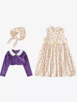 Girls Old Lady Costumes Purple Halloween Carvinal Costumes Set