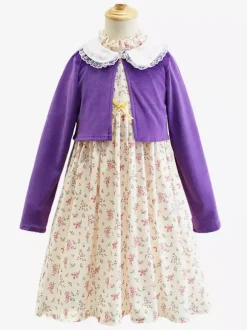 Girls Old Lady Costumes Purple Halloween Carvinal Costumes Set