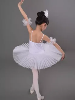 Girls Swan Ballet Tutu Platter Performance Leotard Dress