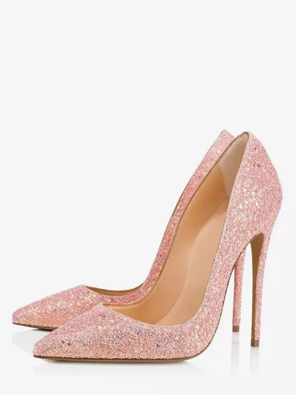 Glitter High Heels Pointed Toe Slip On Party Shoes